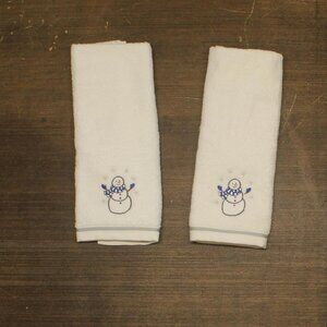 Decor Studio Holiday Snowman Turkish Cotton 2-Pc. Hand Towel Set White 16x28